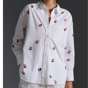 Anthropologie Maeve Cherry Button Up